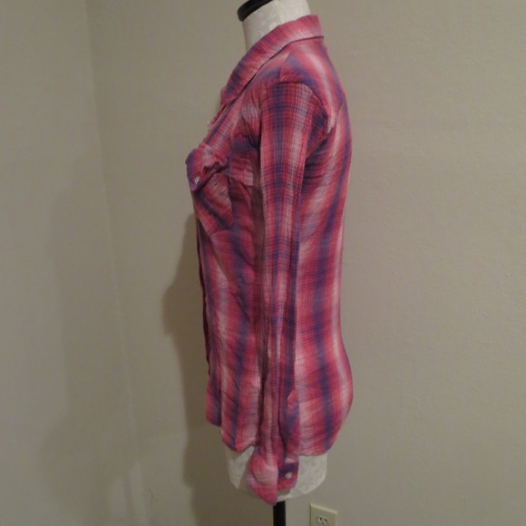 Rails Devyn crinkle plaid button down shirt top - Picture 3 of 5